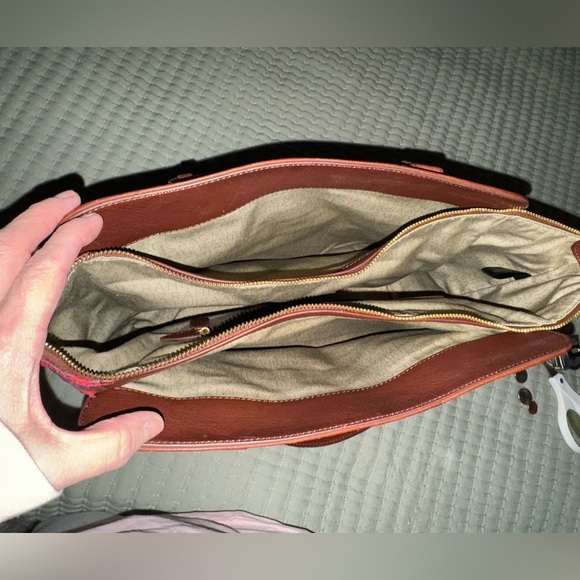 ISSAC MIZRAHI Live! Bridgehampton Printed Canvas Leather Tote Purse Bag Red NWOT - Picture 12 of 16